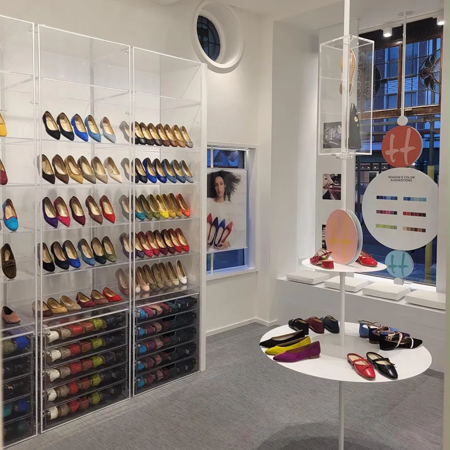 Ballarette boutique display of women's ballet flats