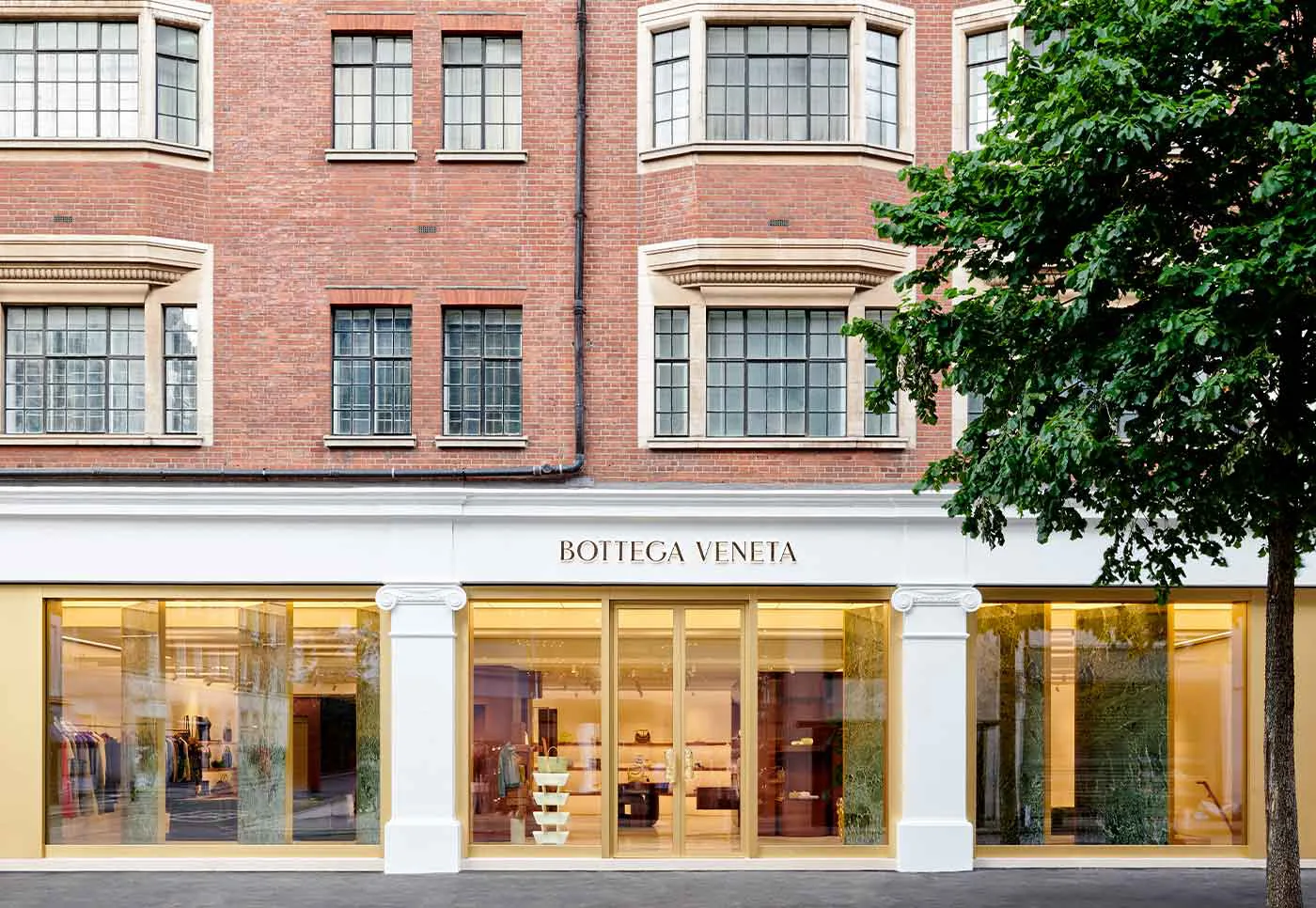 Bottega Veneta storefront in Chelsea showcasing a luxury boutique entrance.
