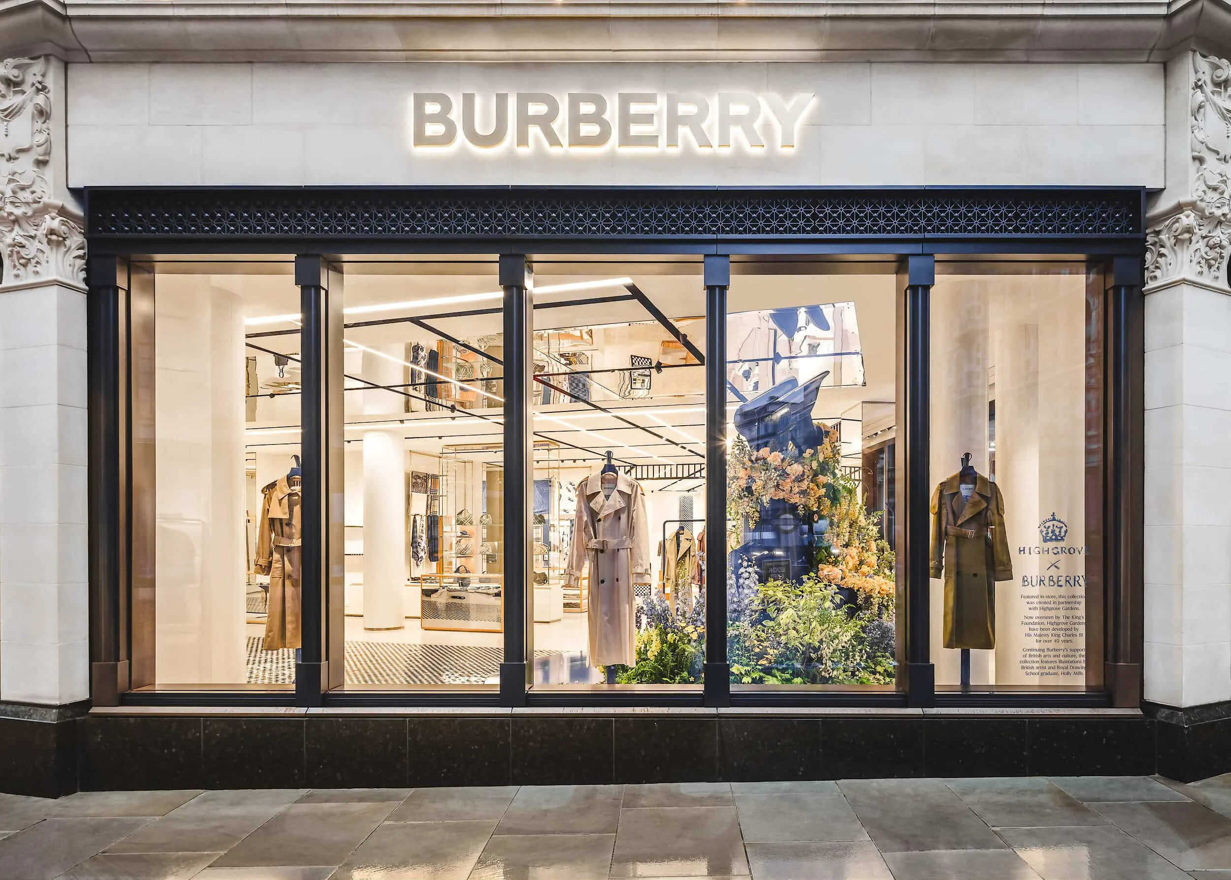 Burberry storefront for a luxury fashion boutique