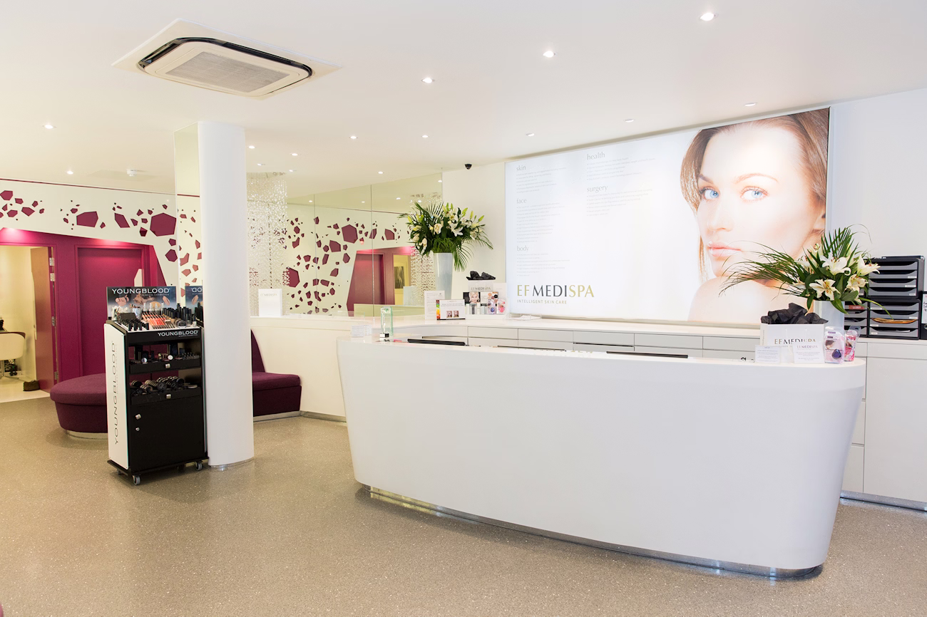 EF Medispa reception and waiting area