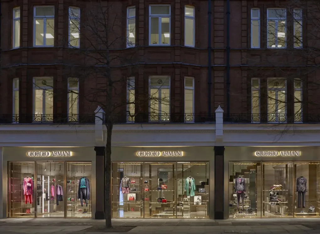 Giorgio Armani boutique storefront on a city street