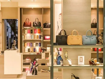 Boutique display of handbags and accessories for sale