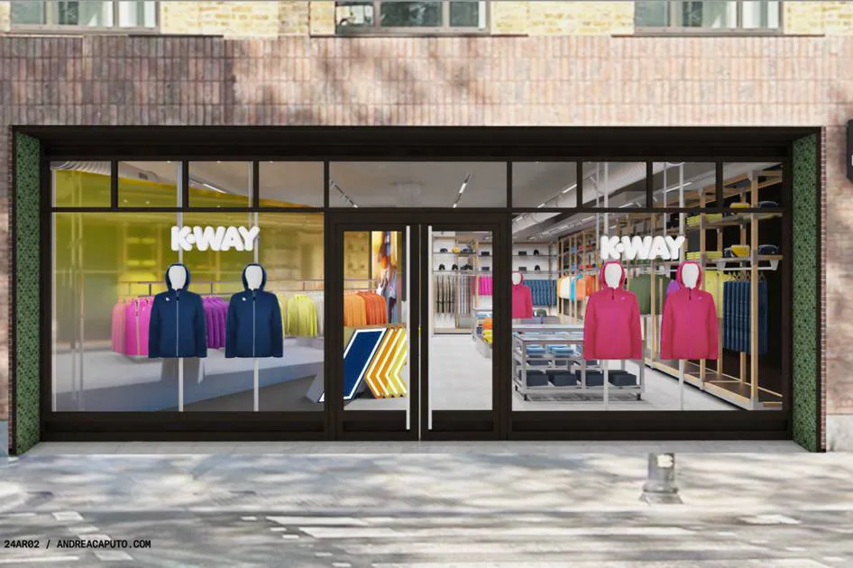 K-WAY retail storefront and branded window display
