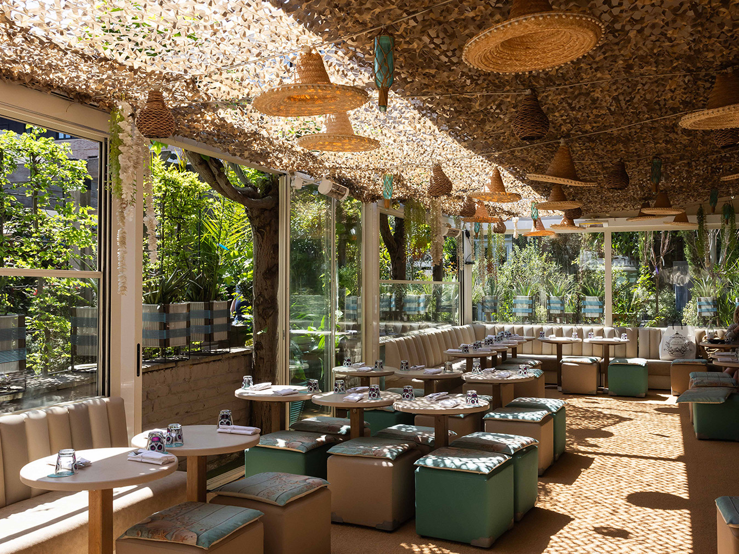 Mezcalito Chelsea dining terrace offering a relaxed covered garden dining experience