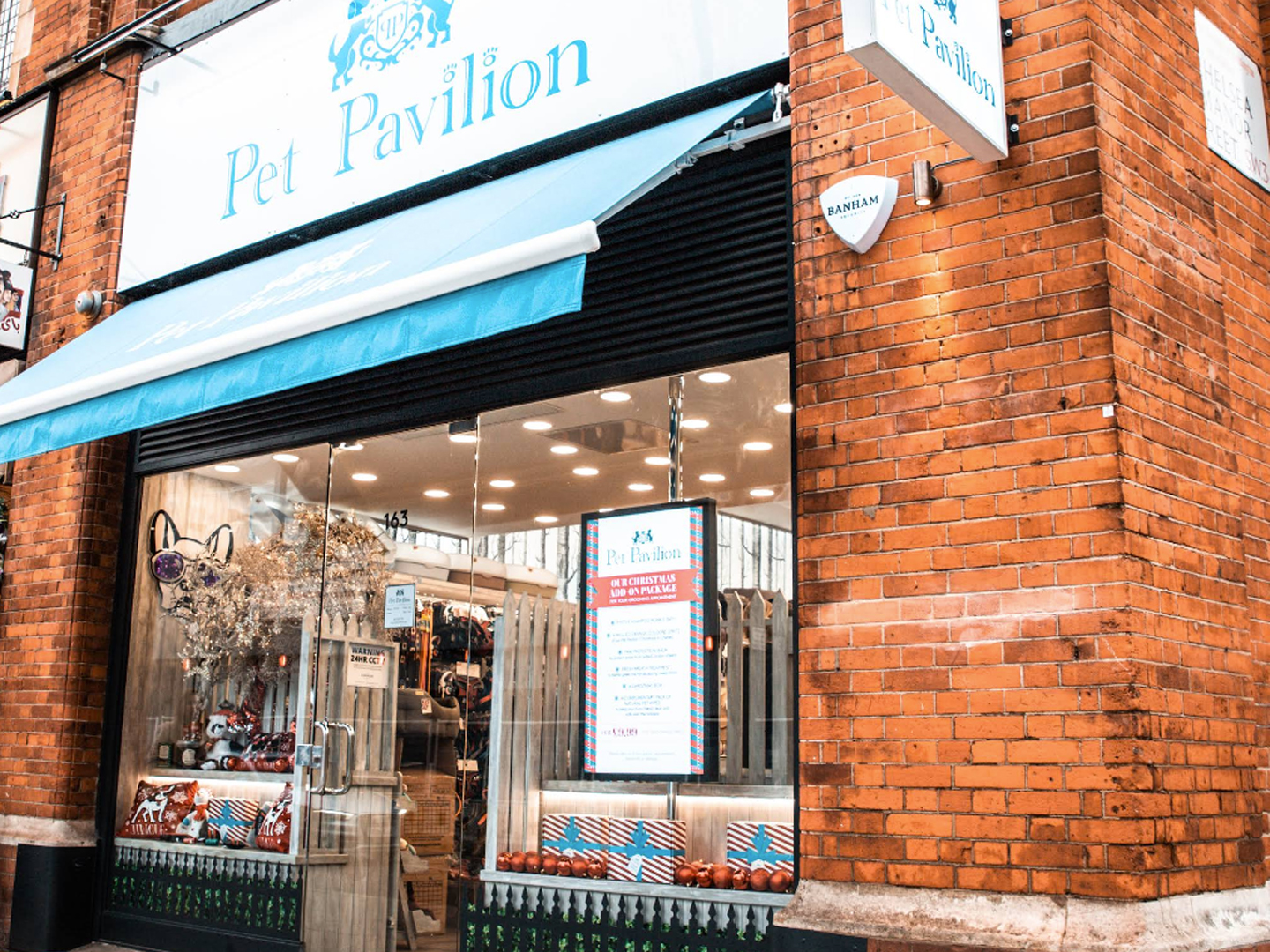 Pet Pavilion storefront and entrance of a Chelsea pet shop