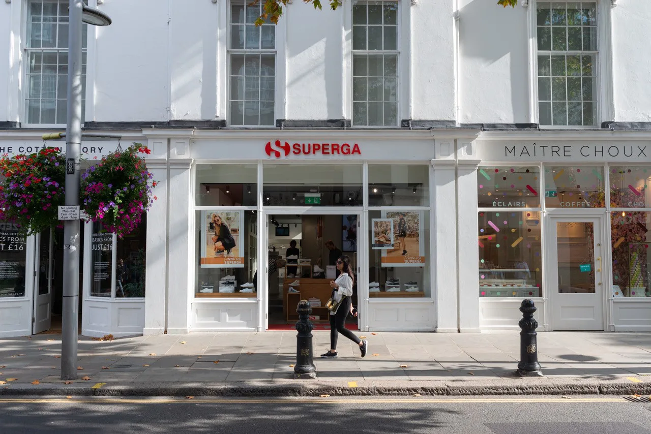 Superga shoe store on a Chelsea shopping street