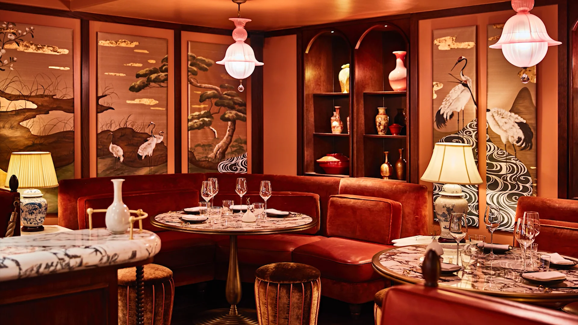 Upscale Asian-inspired private dining room for intimate meals.