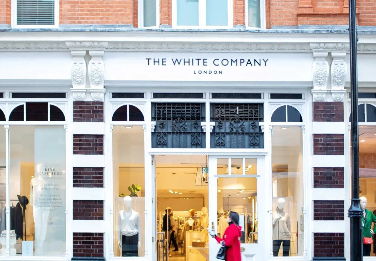 The White Company London retail storefront and entrance
