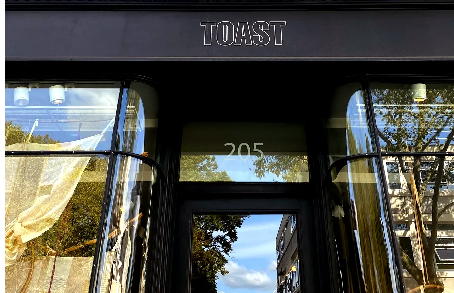 Toast storefront sign and entrance