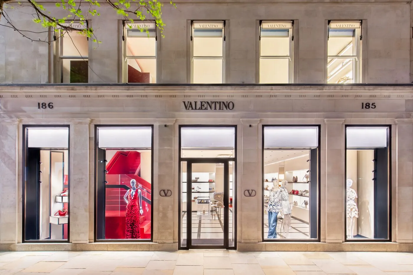 Valentino storefront for a high-end fashion boutique