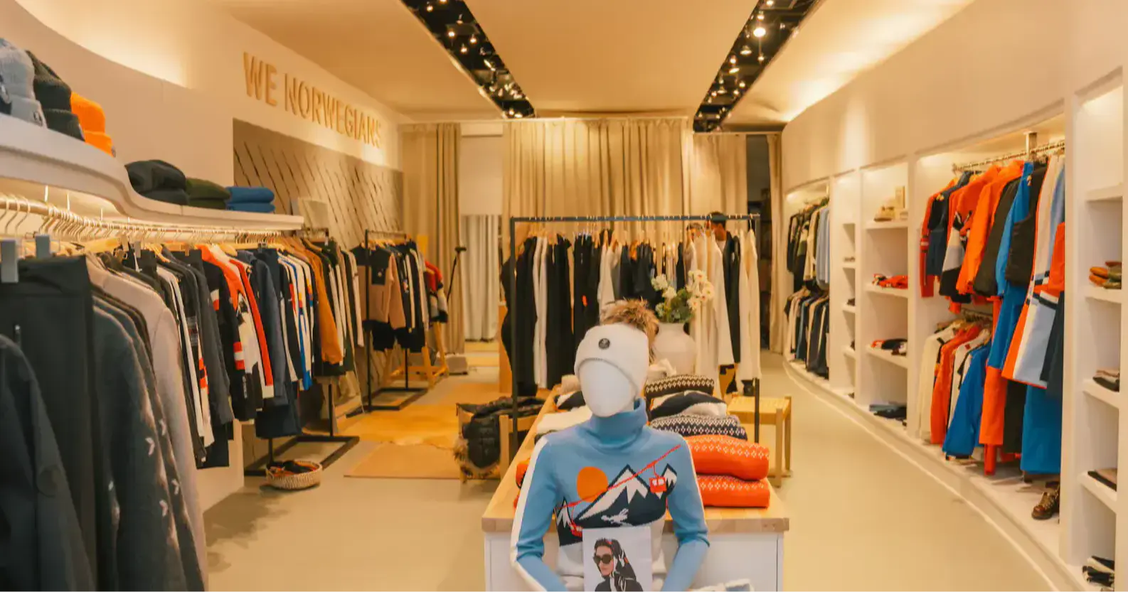 We Norwegians boutique interior showcasing brand clothing