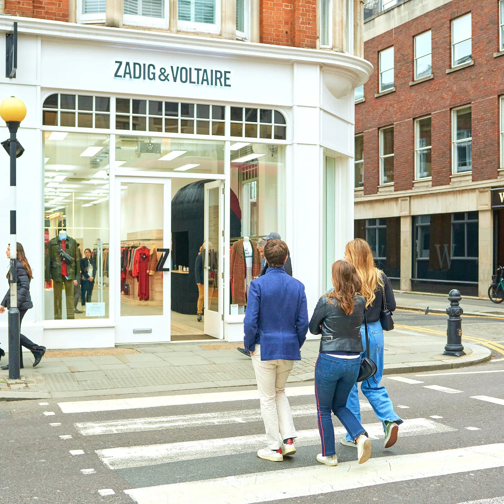 Zadig & Voltaire storefront at a crosswalk