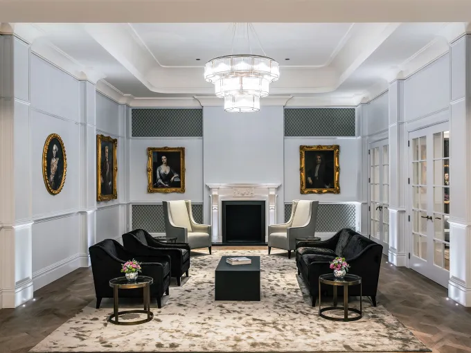 Luxury hotel lounge for guest seating and informal meetings