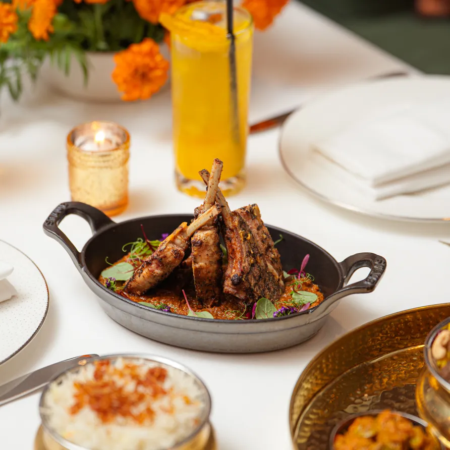 Diwali-inspired lamb chop entrée served at Jumeirah Carlton Tower