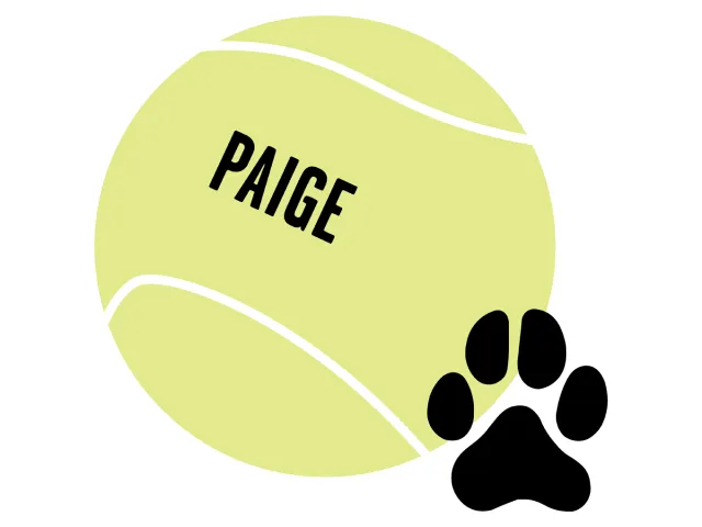Personalized dog tennis ball logo for Paige
