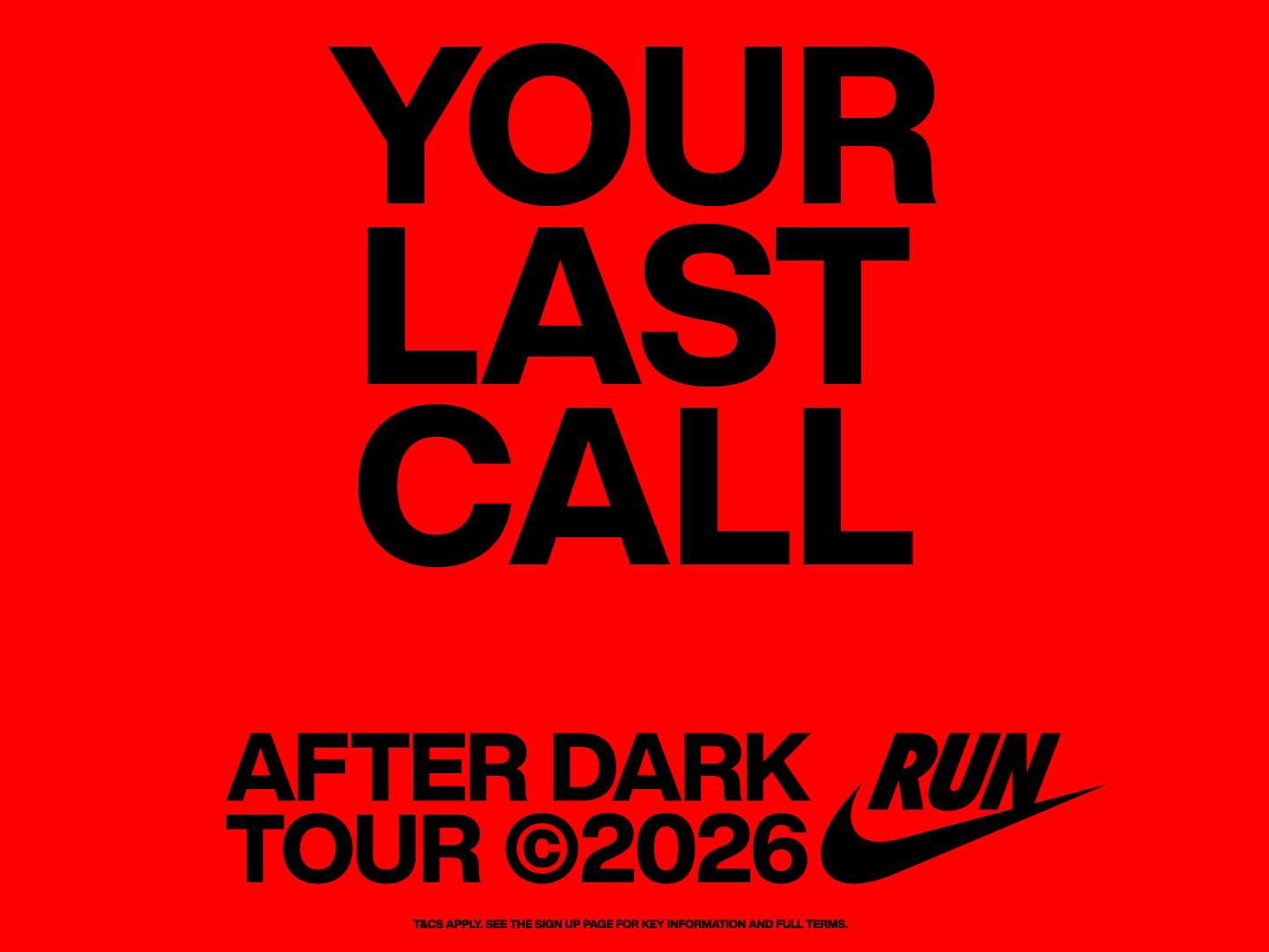 Nike women's 5K promotional poster for After Dark Tour 2026