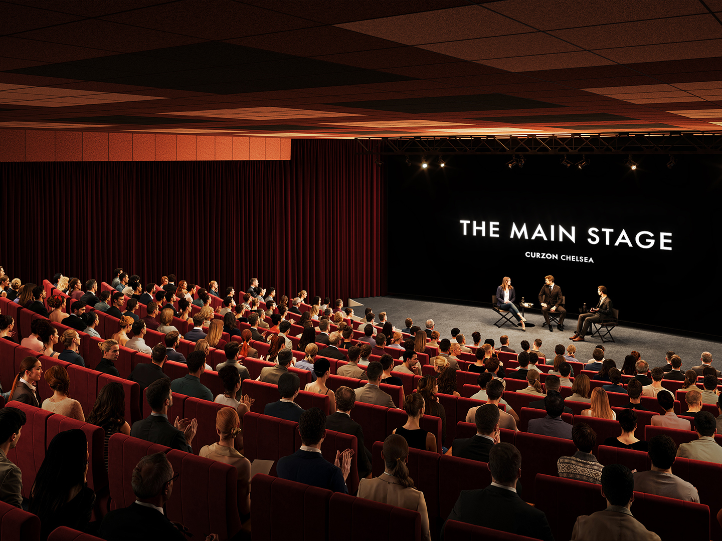 Panel discussion on Curzon Chelsea's main stage with a seated audience