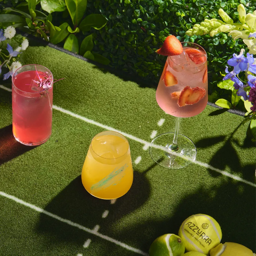 Azzurra's Wimbledon-inspired cocktail selection showcasing summer spritzes