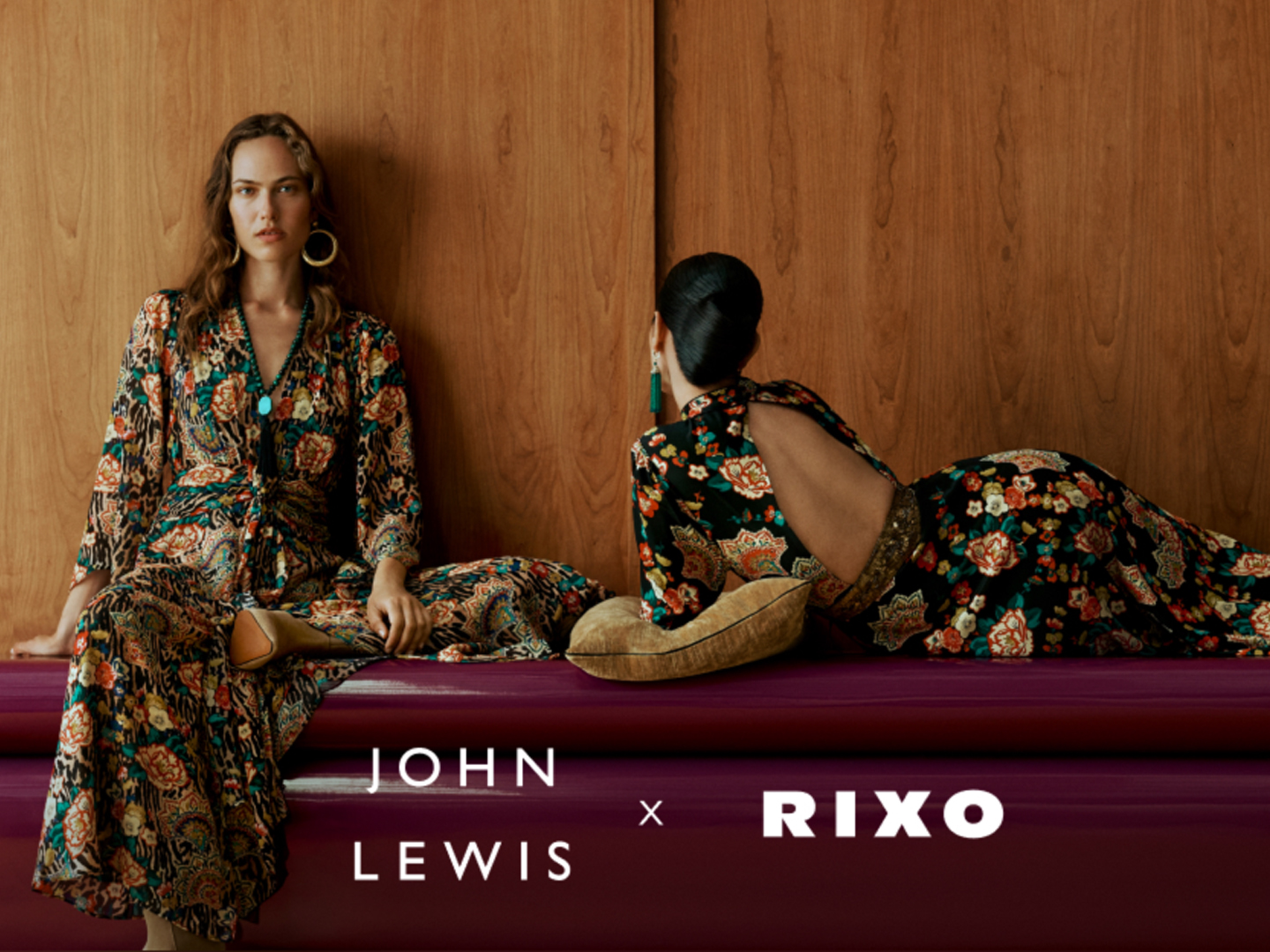 John Lewis x RIXO campaign with two models wearing RIXO dresses