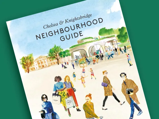 Chelsea & Knightsbridge neighborhood guide brochure cover art