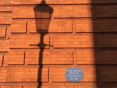Plaque commemorating novelist Jane Austen's stay in Chelsea in 1814–1815
