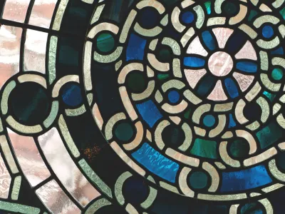 Stained glass window as decorative architectural detail